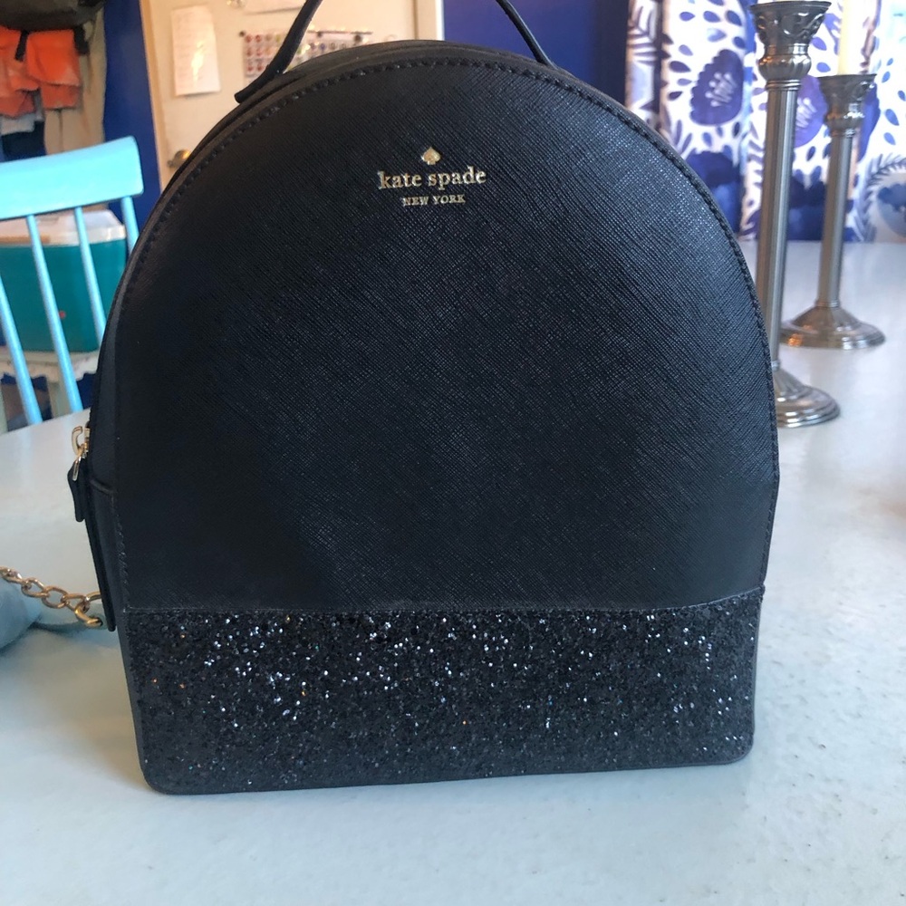 Kate Spade Black Glitter Mini Backpack